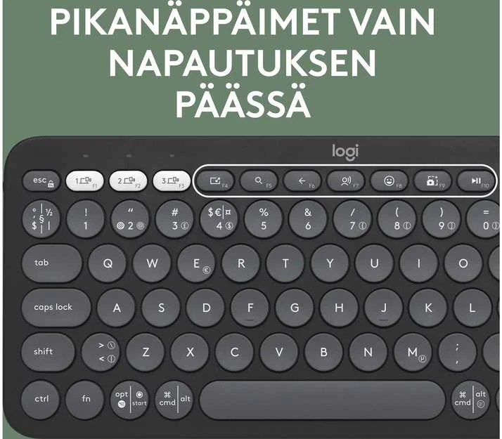 Belaidė klaviatūra Logitech PEBBLE KEYS 2 K380S, Grafito spalvos, Išdėstymas: Šiaurės šalių (Qwerty)