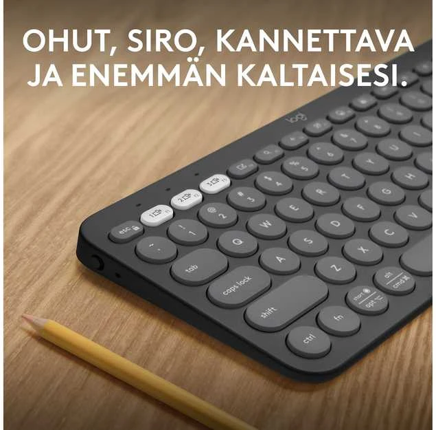 Belaidė klaviatūra Logitech PEBBLE KEYS 2 K380S, Grafito spalvos, Išdėstymas: Šiaurės šalių (Qwerty)