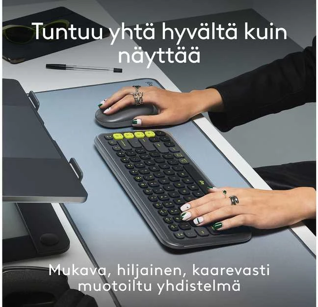 Pelė „Logitech Pop Icon Combo Nordic“ klaviatūra, grafito spalvos