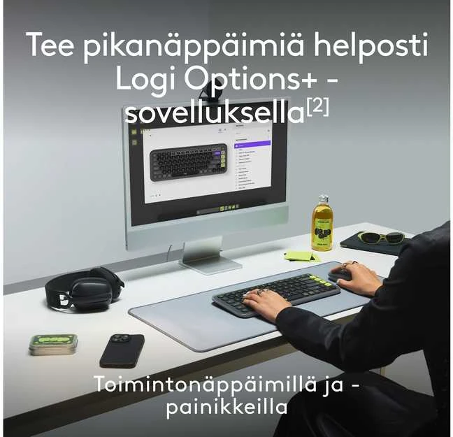 Pelė „Logitech Pop Icon Combo Nordic“ klaviatūra, grafito spalvos