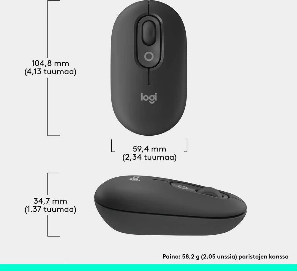 LOGITECH POP pelė su jaustukais – GRAPHITE – BT – EMEA28i-935 – FY25,TERRA