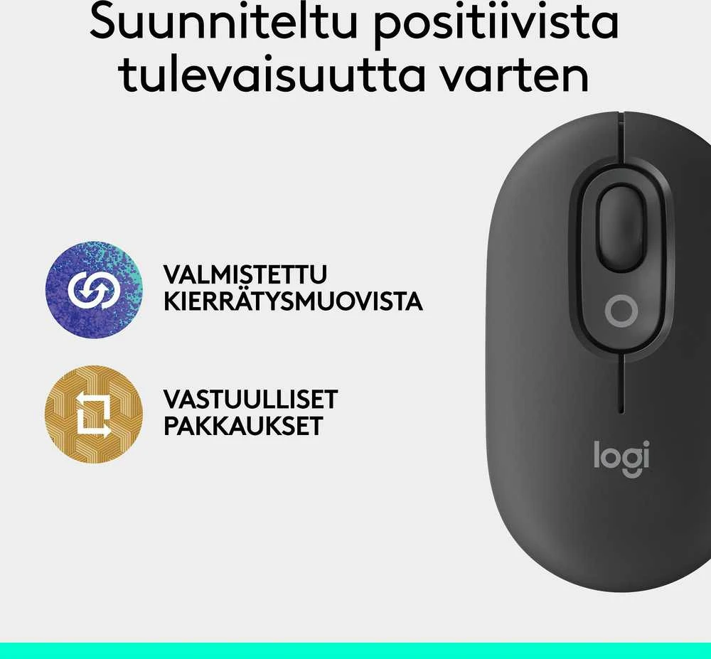 LOGITECH POP pelė su jaustukais – GRAPHITE – BT – EMEA28i-935 – FY25,TERRA