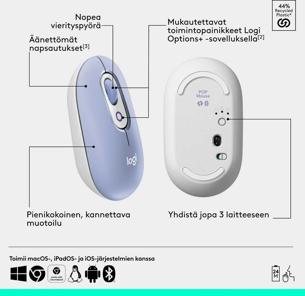 Myszka Logitech POP ICON Pelė belaidė violetinė