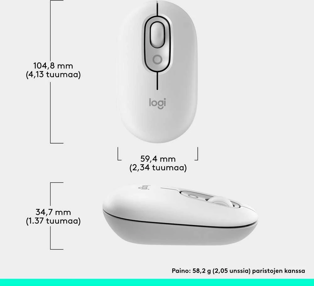 LOGITECH POP pelė su jaustukais - OFF-Baltas - BT - EMEA28i-935 - FY25,TERRA