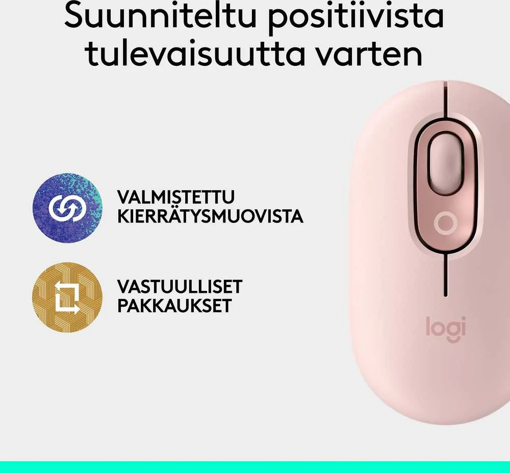LOGITECH POP pelė su jaustukais – ROSE – BT – EMEA28i-935 – FY25,TERRA