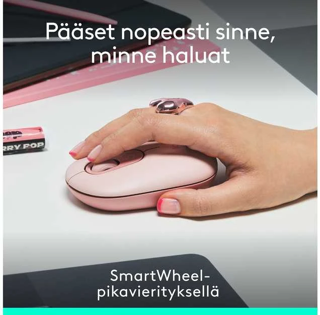 LOGITECH POP pelė su jaustukais – ROSE – BT – EMEA28i-935 – FY25,TERRA