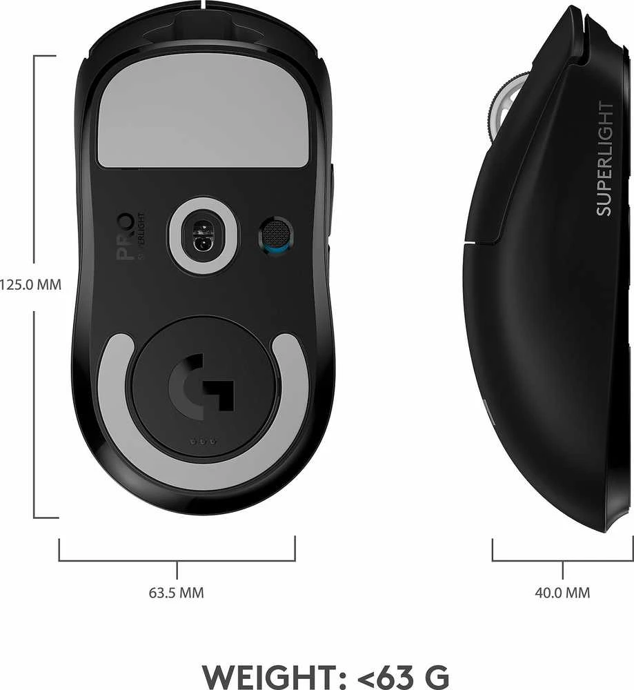 Belaidė žaidimų pelė Logitech G PRO X SUPERLIGHT, Juoda
