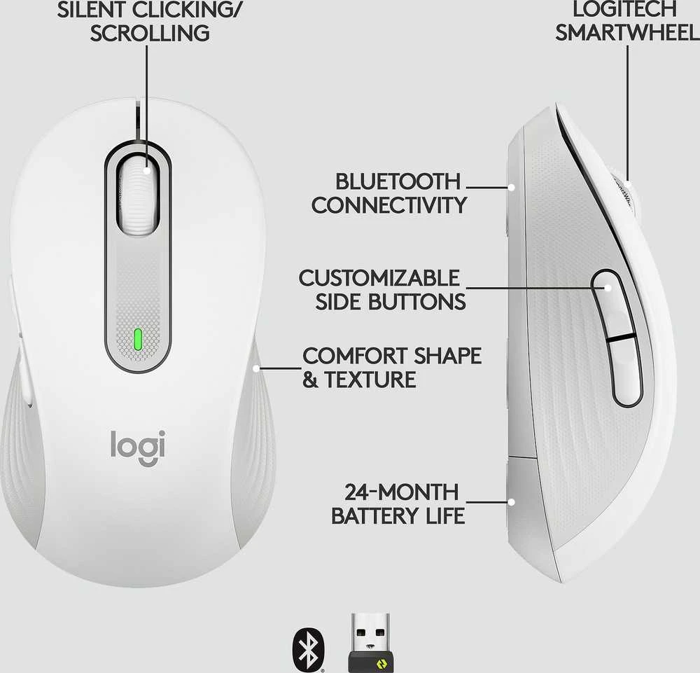 Belaidė pelė Logitech Signature M650, balta