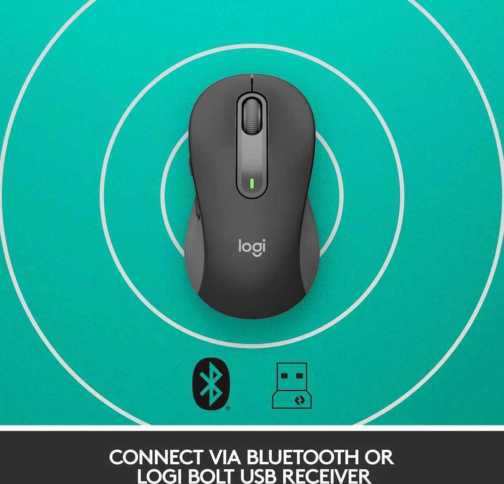 Tyli belaidė pelė Logitech M220, Juoda