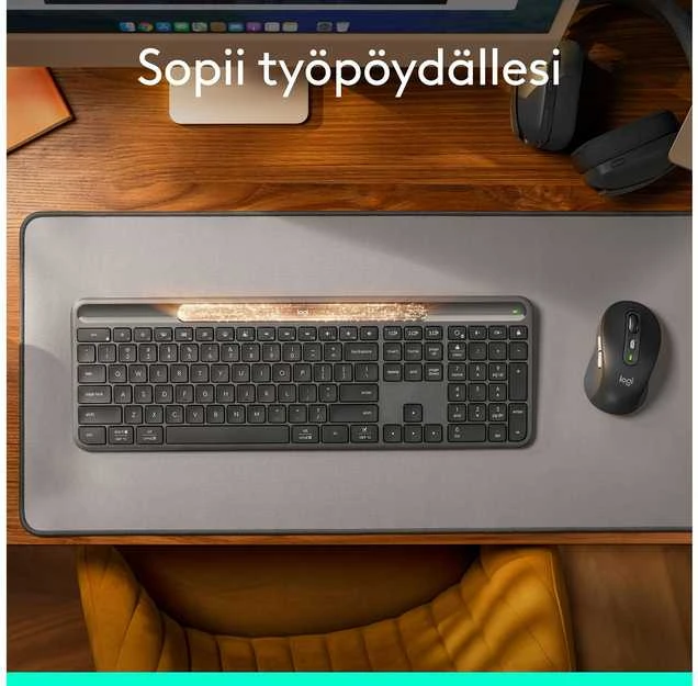 „Logitech“ – „Signature Slim Solar“ + K980 klaviatūra – grafito spalvos (šiaurės šalių)
