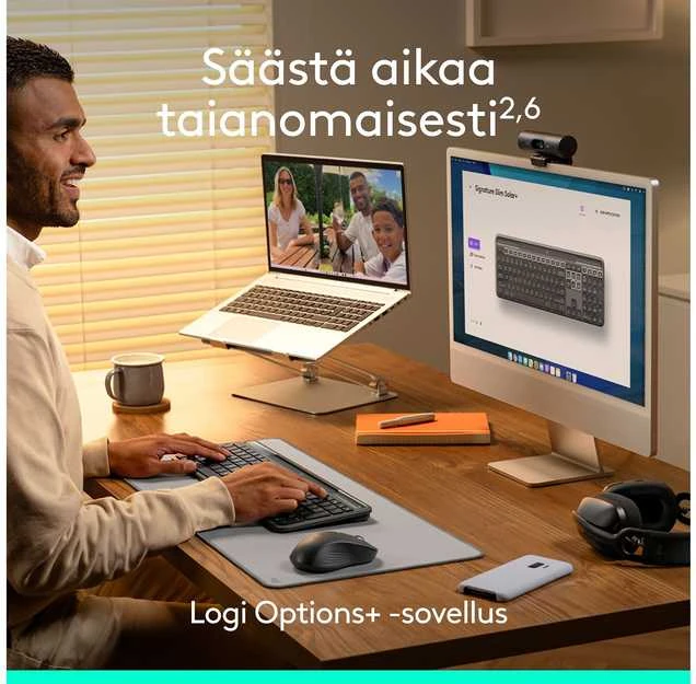 „Logitech“ – „Signature Slim Solar“ + K980 klaviatūra – grafito spalvos (šiaurės šalių)