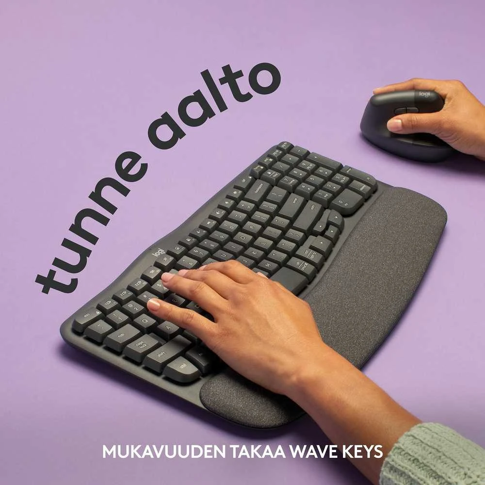 Klaviatūra Logitech Wave Keys SWE (W), juoda