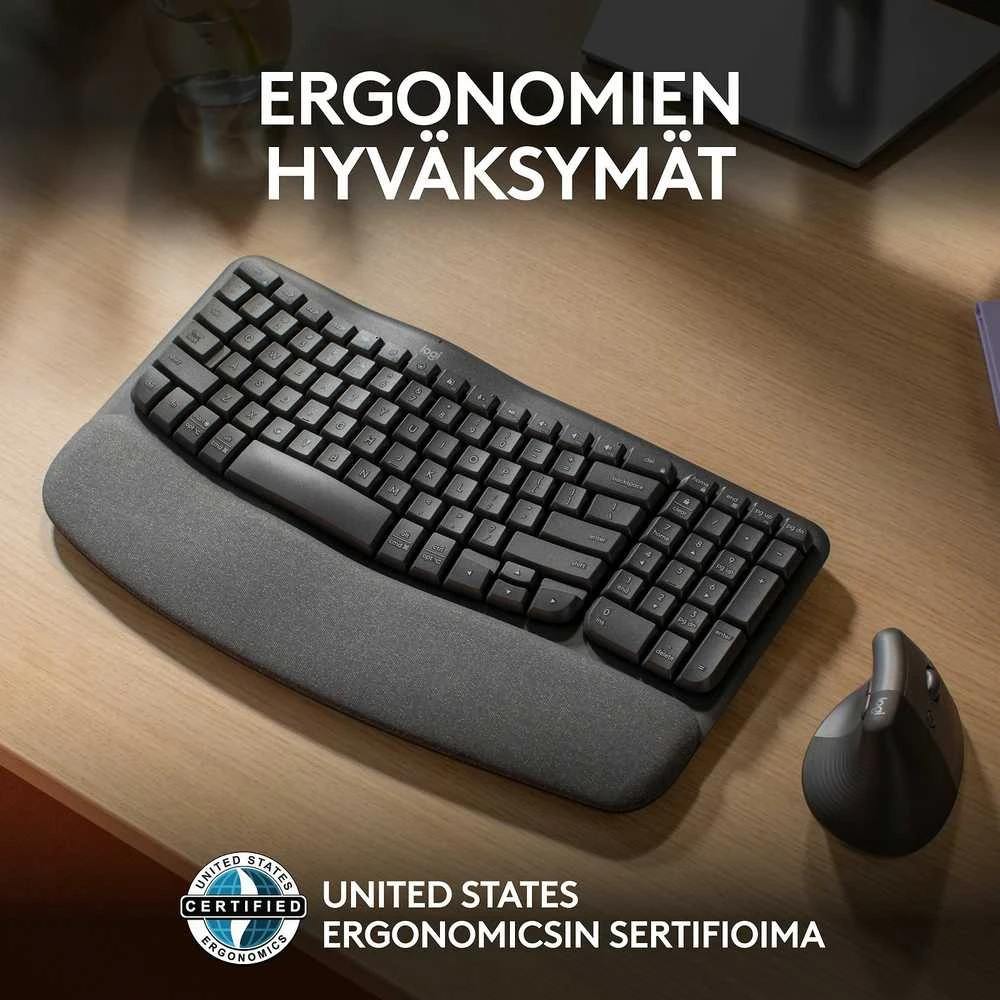 Klaviatūra Logitech Wave Keys SWE (W), juoda