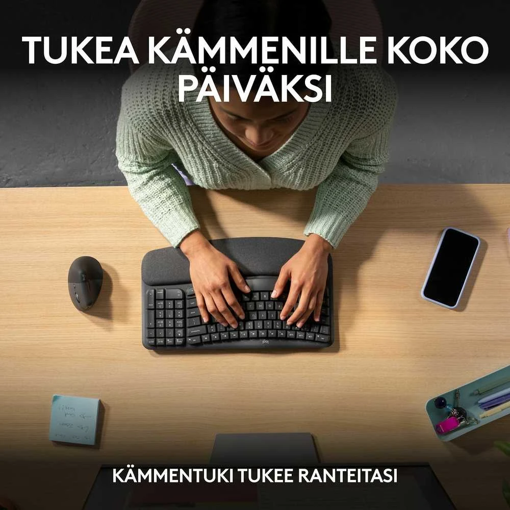 Klaviatūra Logitech Wave Keys SWE (W), juoda