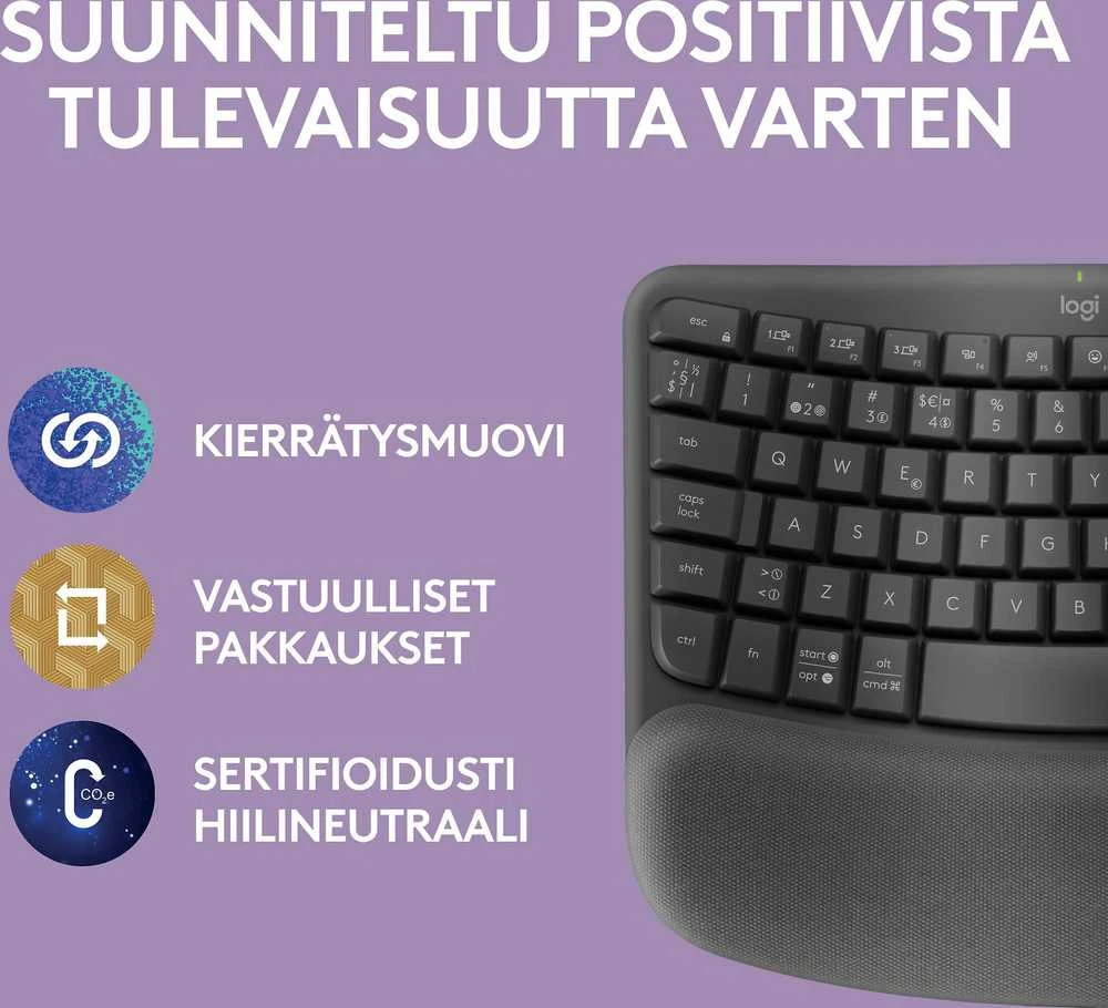 Klaviatūra Logitech Wave Keys SWE (W), juoda