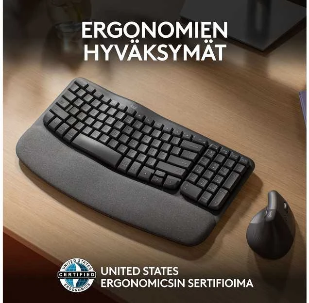 Klaviatūra Logitech Wave Keys SWE (W), juoda