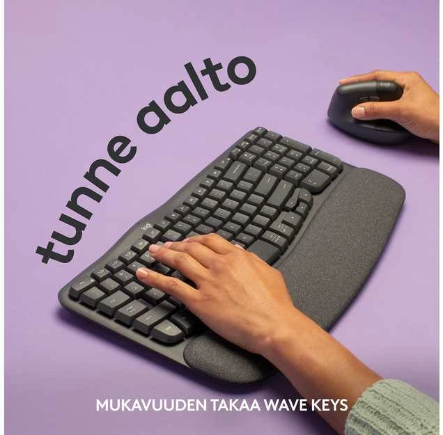 Klaviatūra Logitech Wave Keys SWE (W), juoda