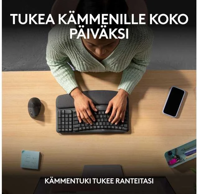 Klaviatūra Logitech Wave Keys SWE (W), juoda