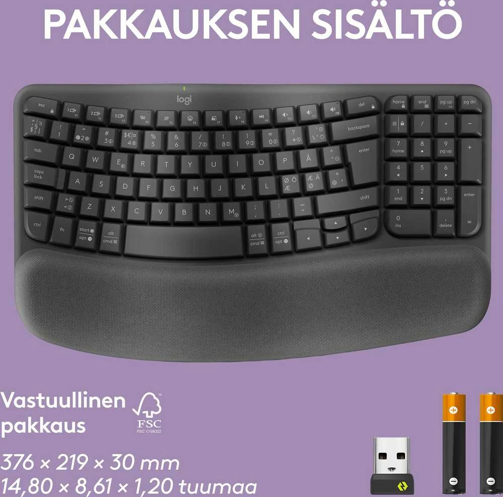 Klaviatūra Logitech Wave Keys SWE (W), juoda