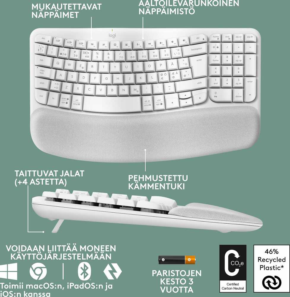 Klaviatūra „Logitech“ – banguoti klavišai