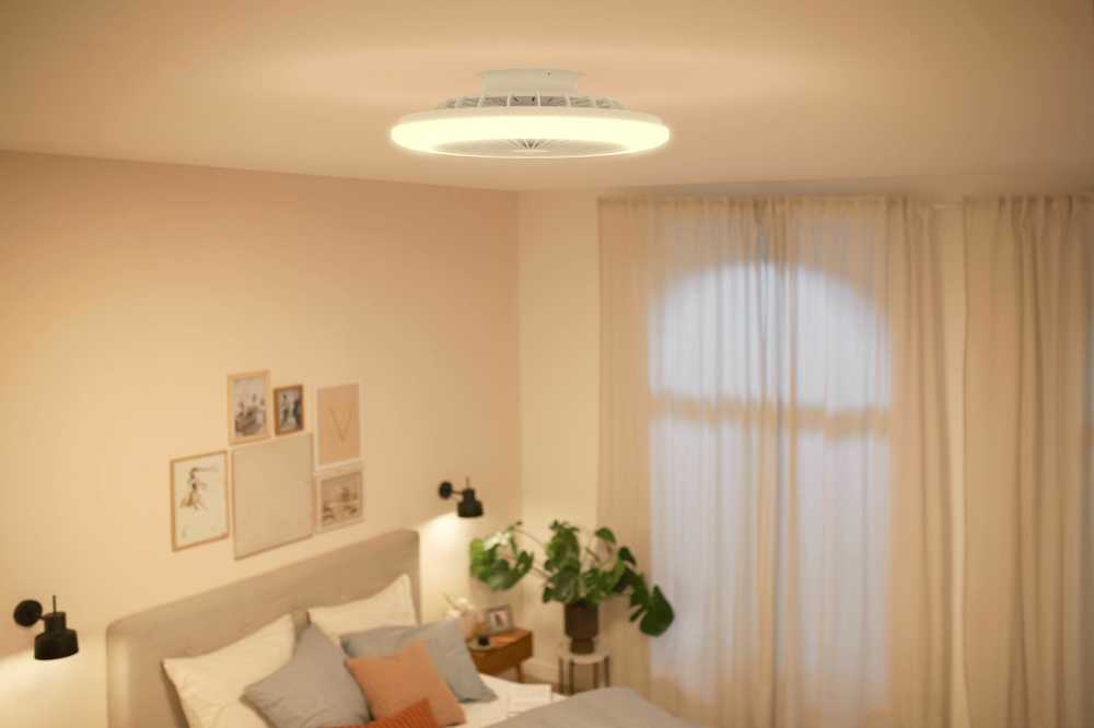 Lubinis šviestuvas Philips Amigo Flat Fan Ceiling IR RD 20W+42W -tuuletinvalaisin, valkoinen