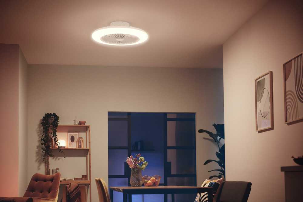 Lubinis šviestuvas Philips Amigo Flat Fan Ceiling IR RD 20W+42W -tuuletinvalaisin, valkoinen