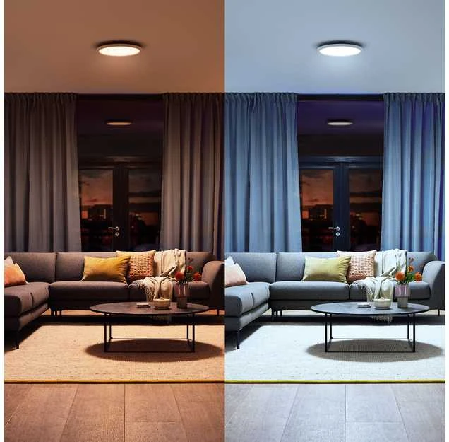 Lubinis šviestuvas „Philips Hue Aurelle“ aplink panelinį šviestuvą, „Baltas“ | 2200–6500 „Hue Baltas Ambiance“