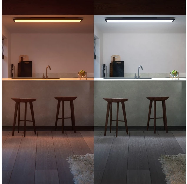Lubinis šviestuvas Philips Hue Aurelle rectangular panel light, Juodas, 120 x 30 cm | 2200-6500 Hue Baltas Ambiance