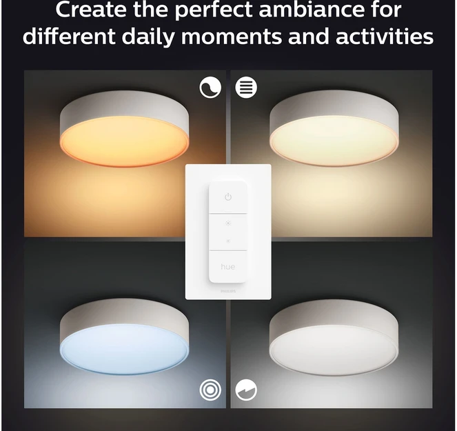 Philips Hue Enrave XL lubinis šviestuvas baltas | 48 W | Baltas Ambiance 2200-6500 | Bluetooth