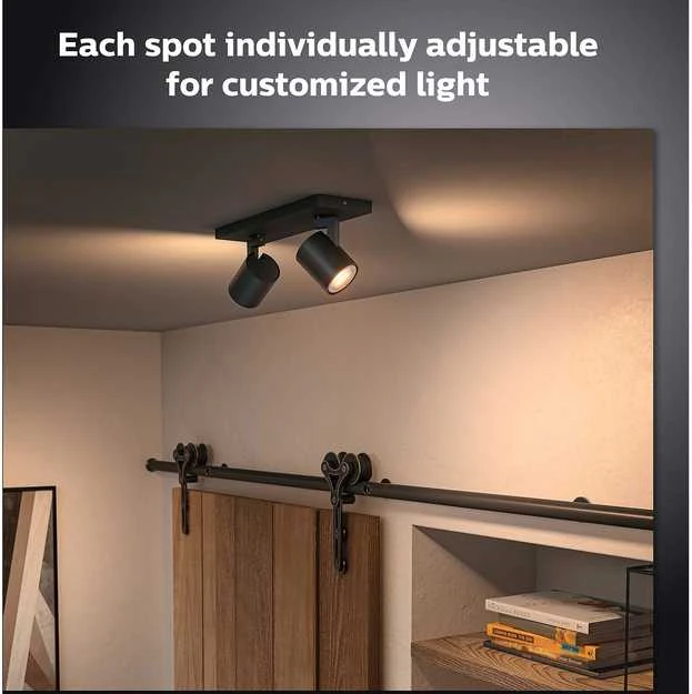 Lubinis šviestuvas Philips Hue Runner baltas ambiance -älyspottivalaisin, 2-osainen, musta, BT, 2 x 4,2 W