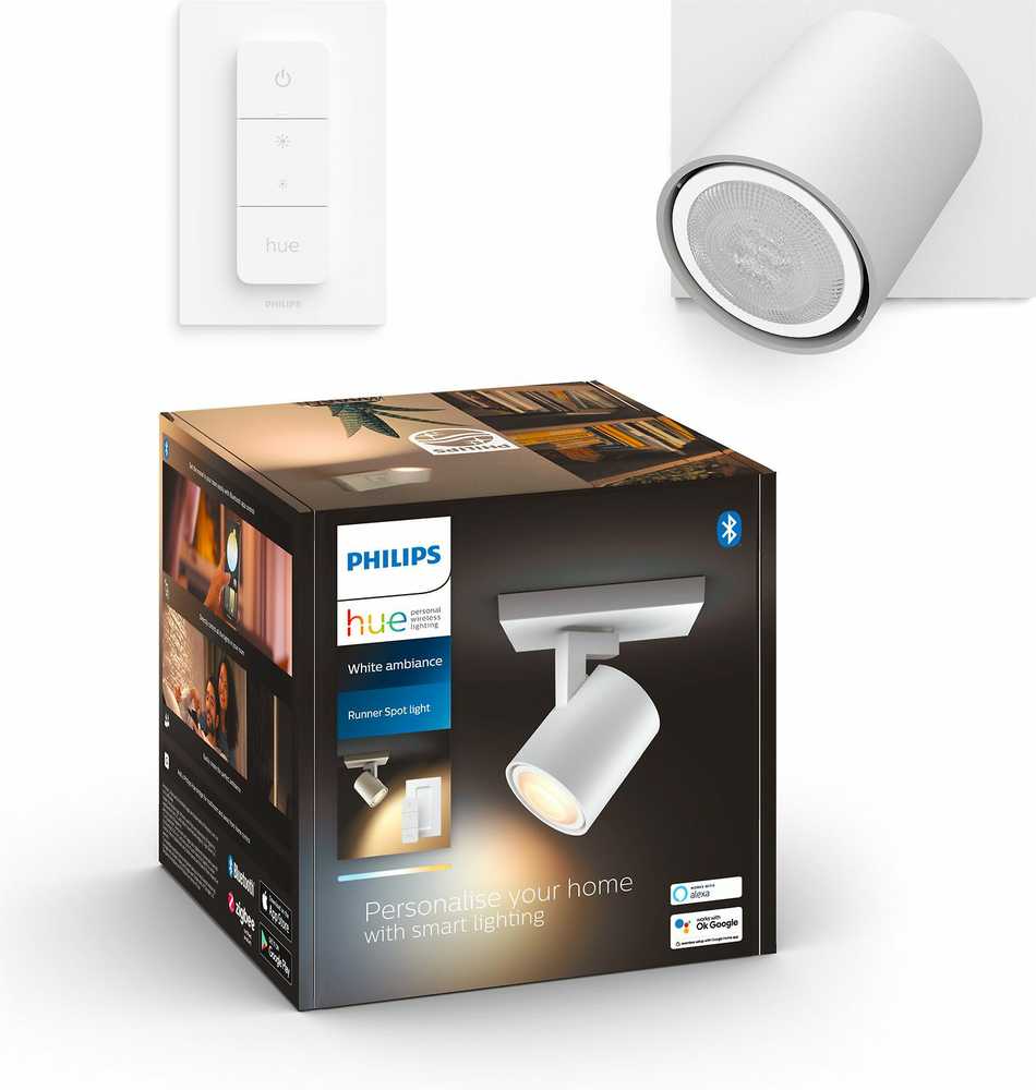 Lubinis šviestuvas Philips Hue Runner baltas ambiance-älyspottivalaisin, valkoinen, 1 x 4,2 W, himmenninkytkimellä