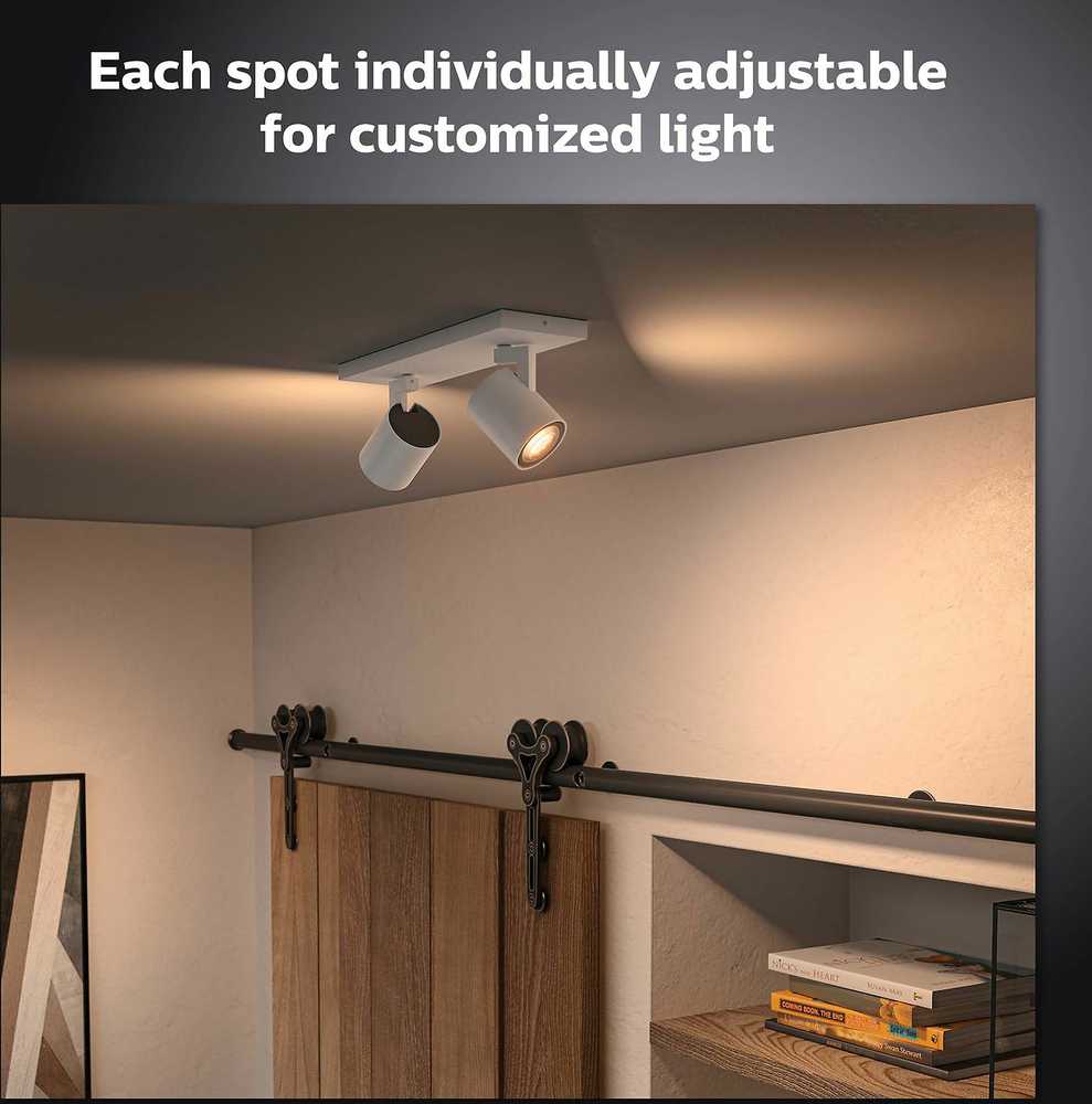 Lubinis šviestuvas Philips Hue Baltas Amb. Runner Spot 2 flg. Weiß 2x350lm inkl. Dimmschalter