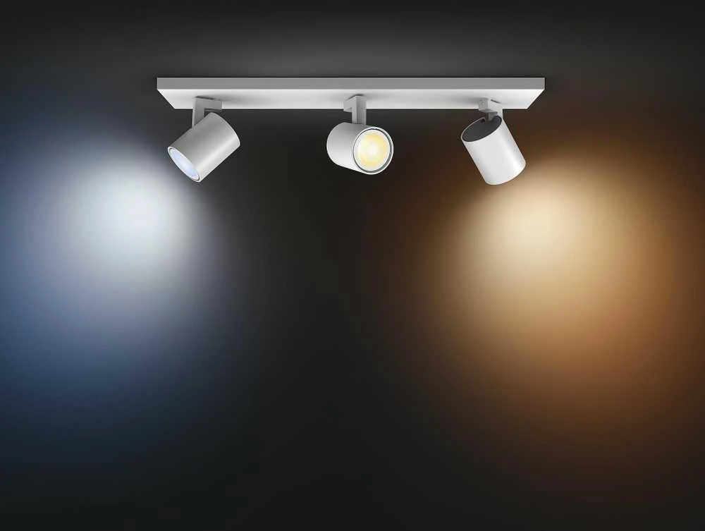 Lubinis šviestuvas Philips Hue Baltas Ambiance Runner Deckenleuchte baltas + Dimmschalter • 3er-Spot