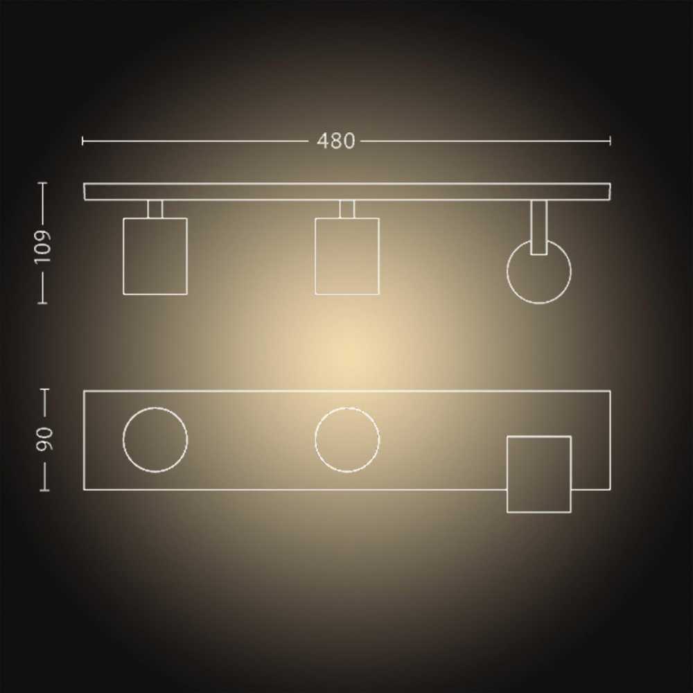 Lubinis šviestuvas Philips Hue Baltas Amb. Runner Spot 2 flg. Weiß 2x350lm inkl. Dimmschalter