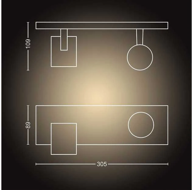 Lubinis šviestuvas Philips Hue Runner baltas ambiance -älyspottivalaisin, 2-osainen, musta, BT, 2 x 4,2 W