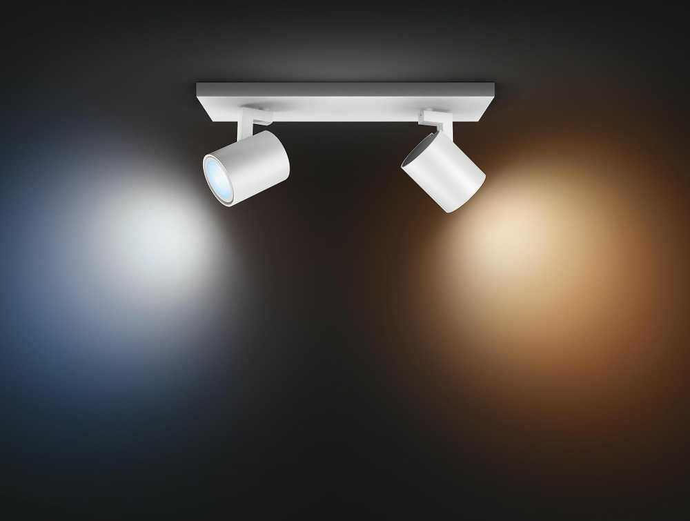 Lubinis šviestuvas Philips Hue Baltas Amb. Runner Spot 2 flg. Weiß 2x350lm inkl. Dimmschalter