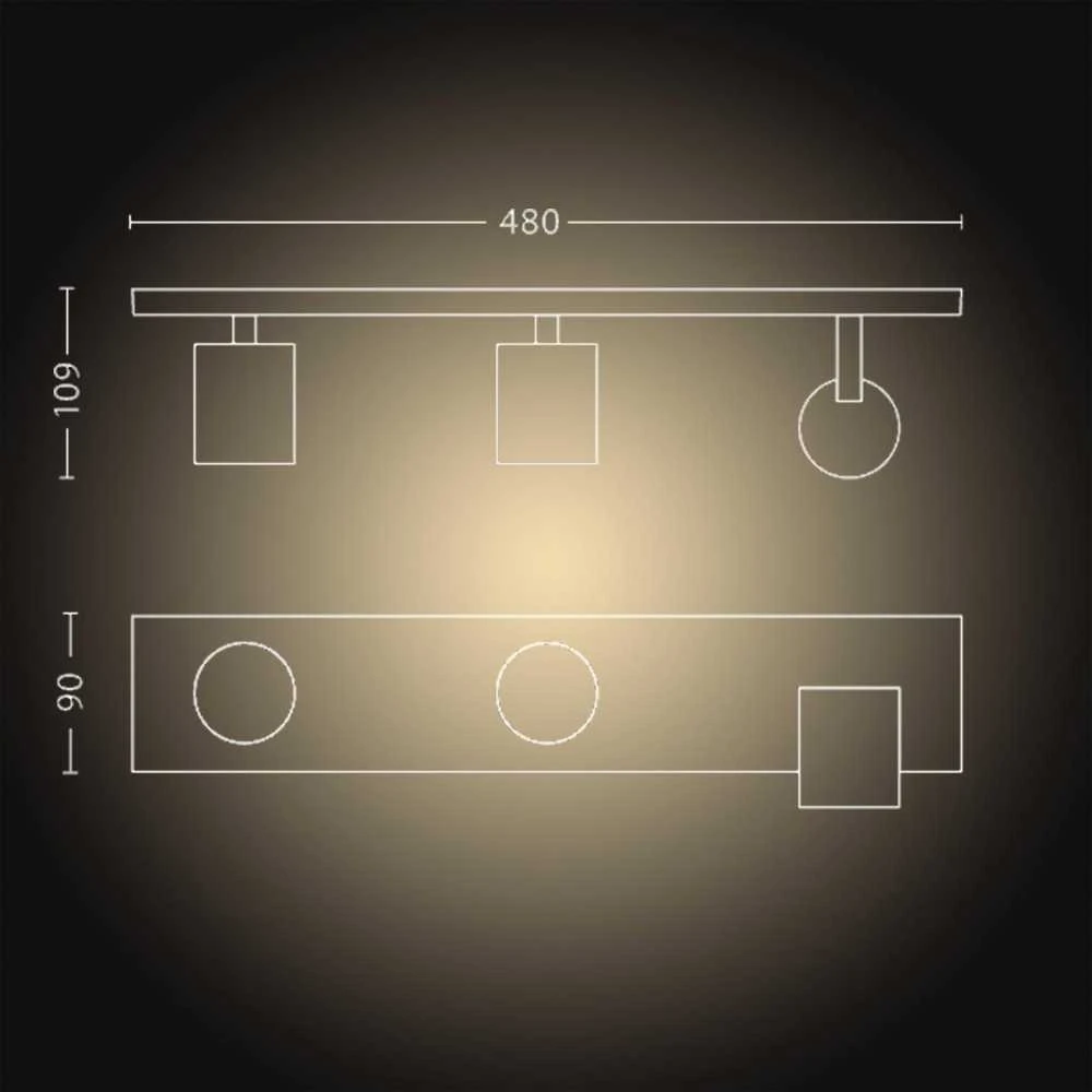 Lubinis šviestuvas Philips Hue Baltas Ambiance Runner Deckenleuchte baltas + Dimmschalter • 3er-Spot