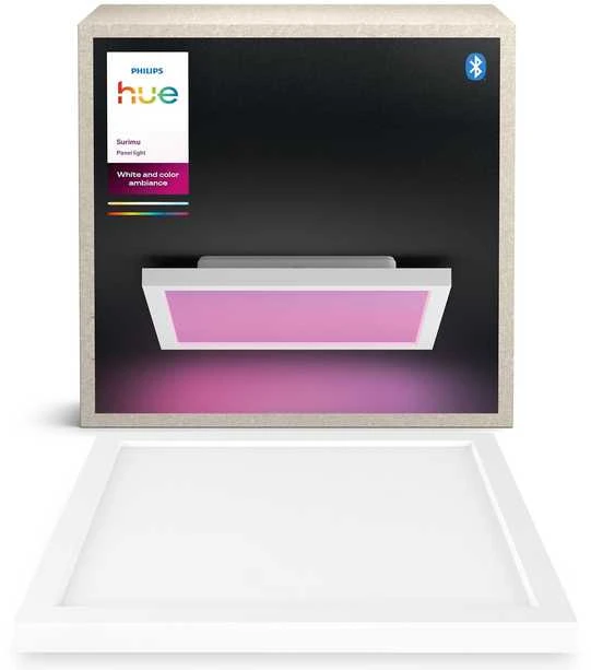 Lubinis šviestuvas „Philips Hue Surimu Panel Square Small“ | 2000–6500 K, „Hue Baltas“ ir „Color Ambiance“