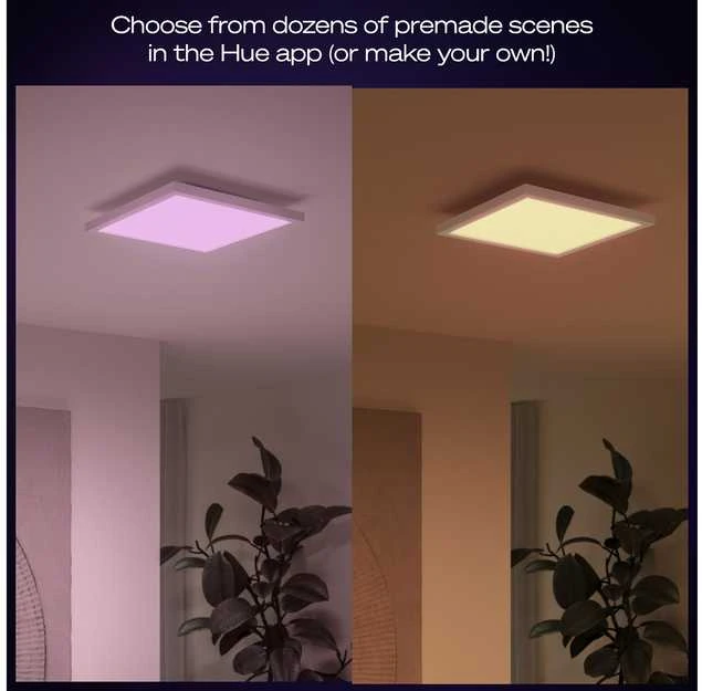 Lubinis šviestuvas „Philips Hue Surimu“ kvadratinis panelinis šviestuvas, 60 x 60 cm | 2000–6500 „Hue Baltas“ spalvų atmosfera