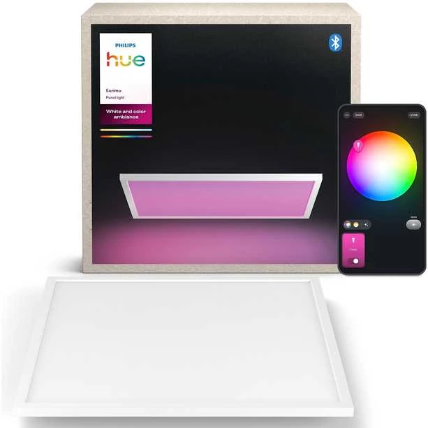 Lubinis šviestuvas „Philips Hue Surimu“ kvadratinis panelinis šviestuvas, 60 x 60 cm | 2000–6500 „Hue Baltas“ spalvų atmosfera