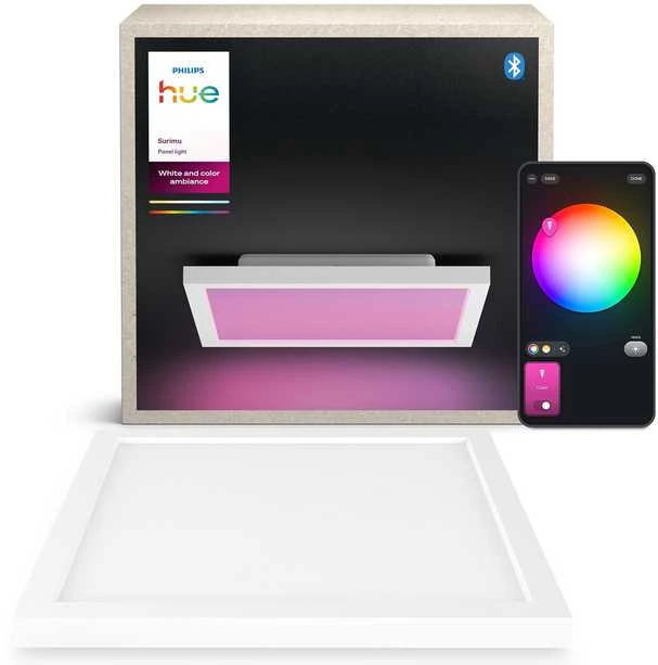 Lubinis šviestuvas „Philips Hue Surimu Panel Square Small“ | 2000–6500 K, „Hue Baltas“ ir „Color Ambiance“