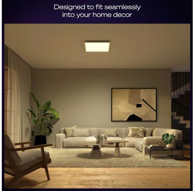 Lubinis šviestuvas „Philips Hue Surimu“ kvadratinis panelinis šviestuvas, 60 x 60 cm | 2000–6500 „Hue Baltas“ spalvų atmosfera