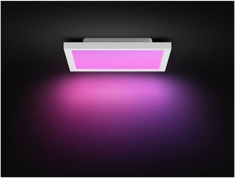 Philips „Hue“ balta ir spalvota aplinkos šviesa „Surimu Square“ skydelis, išmanusis lubinis šviestuvas, „Bluetooth“ / „Zigbee“, balta, LED, metalas, sintetika, nekeičiama(-os) lemputė(-ės)