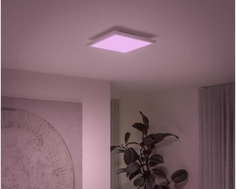 Philips „Hue“ balta ir spalvota aplinkos šviesa „Surimu Square“ skydelis, išmanusis lubinis šviestuvas, „Bluetooth“ / „Zigbee“, balta, LED, metalas, sintetika, nekeičiama(-os) lemputė(-ės)