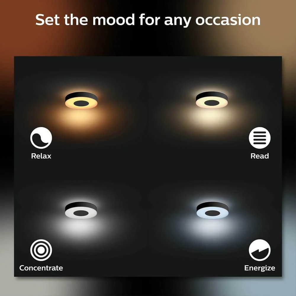 Philips Hue Baltas & Color Ambiance Xamento lubinis šviestuvas apvalus juodas • M
