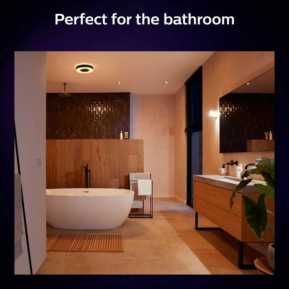 Philips Hue Baltas & Color Ambiance Xamento lubinis šviestuvas apvalus juodas • M
