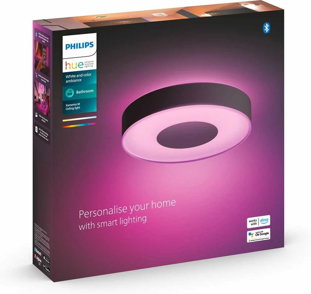 Philips Hue Baltas & Color Ambiance Xamento lubinis šviestuvas apvalus juodas • M