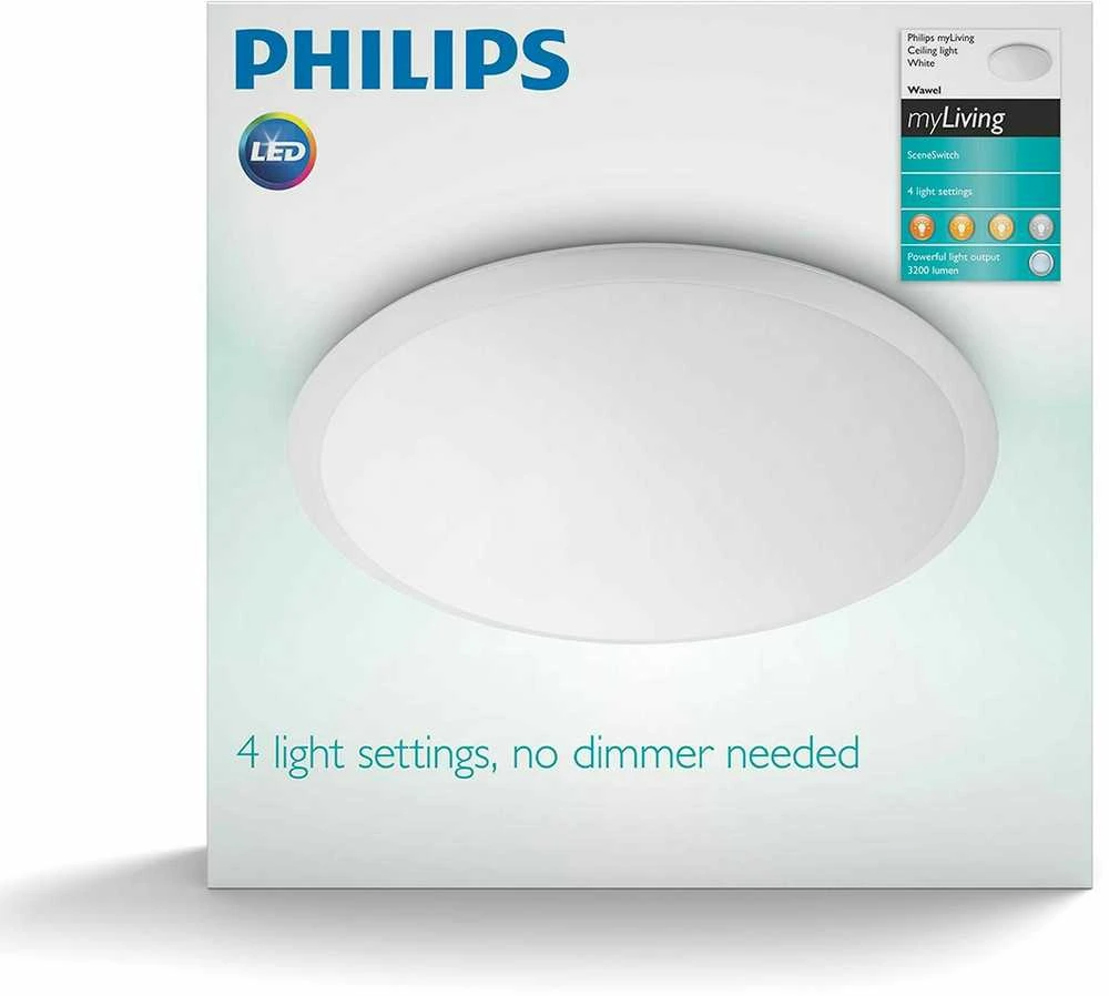 Lubinis šviestuvas Philips MyLiving Wawel -kattovalaisin, valkoinen, 38 cm, 2000 lm