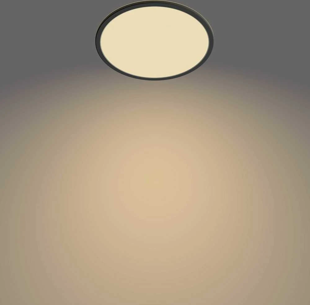 „Philips“ paviršinio apšvietimo LED lubinis šviestuvas PHILIPS SUPERSLIM, IP44, 18 W, 2700 K, 1500 lm, reguliuojamo ryškumo, juodas, O29 cm