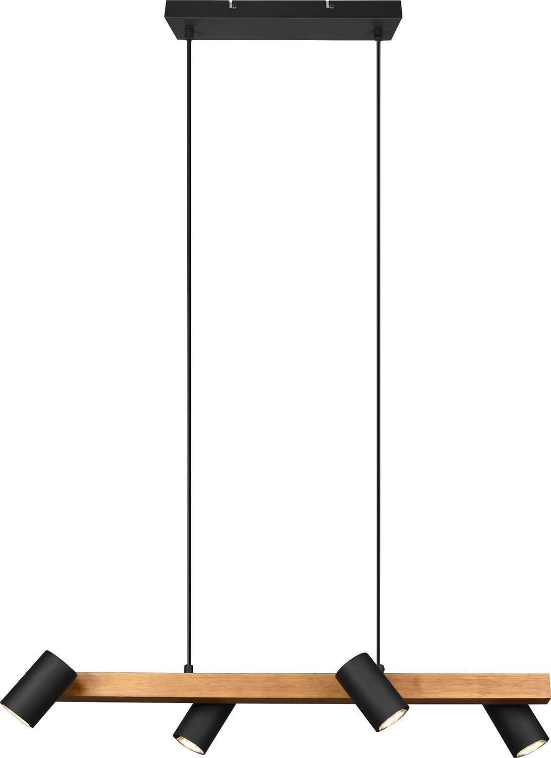 Lubinis šviestuvas Trio Marley -riippuvalaisin 80 cm, 4-osainen, GU10, mattamusta/puu